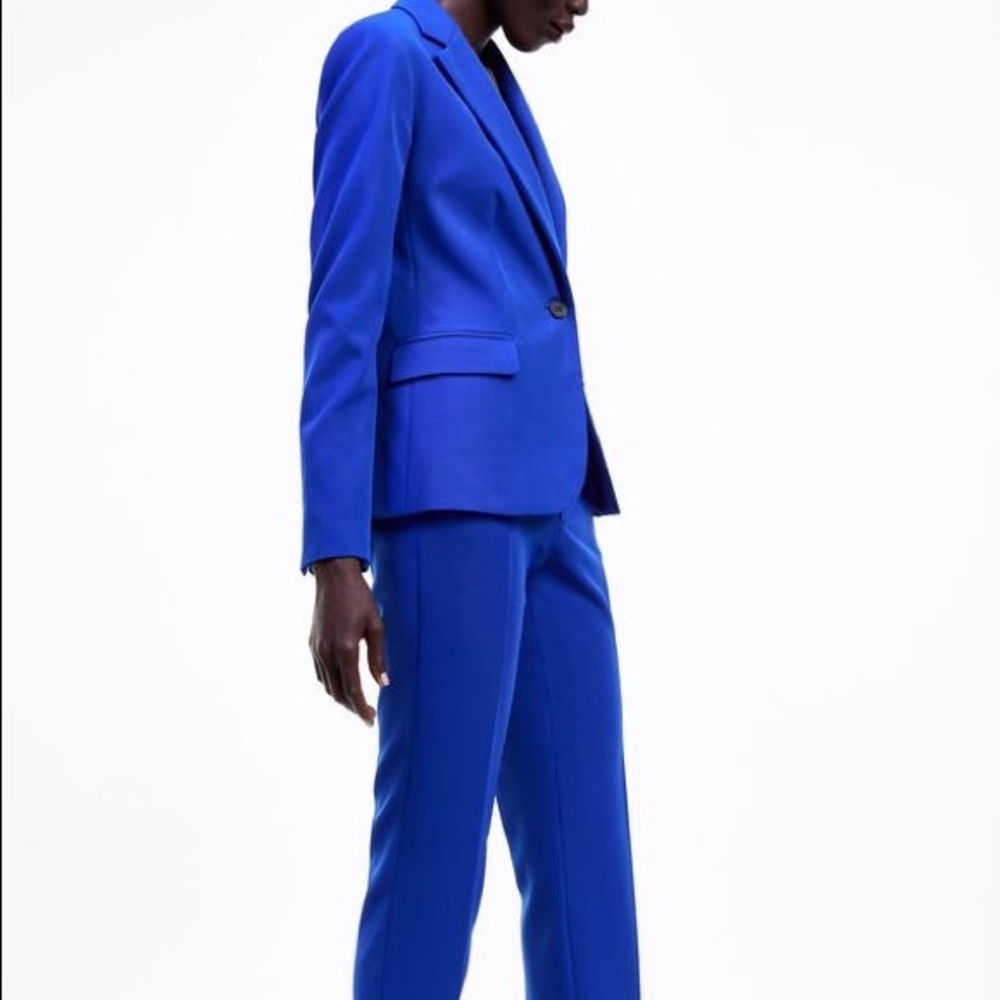 Zara cobalt suit pantsuit blazer pants 2019